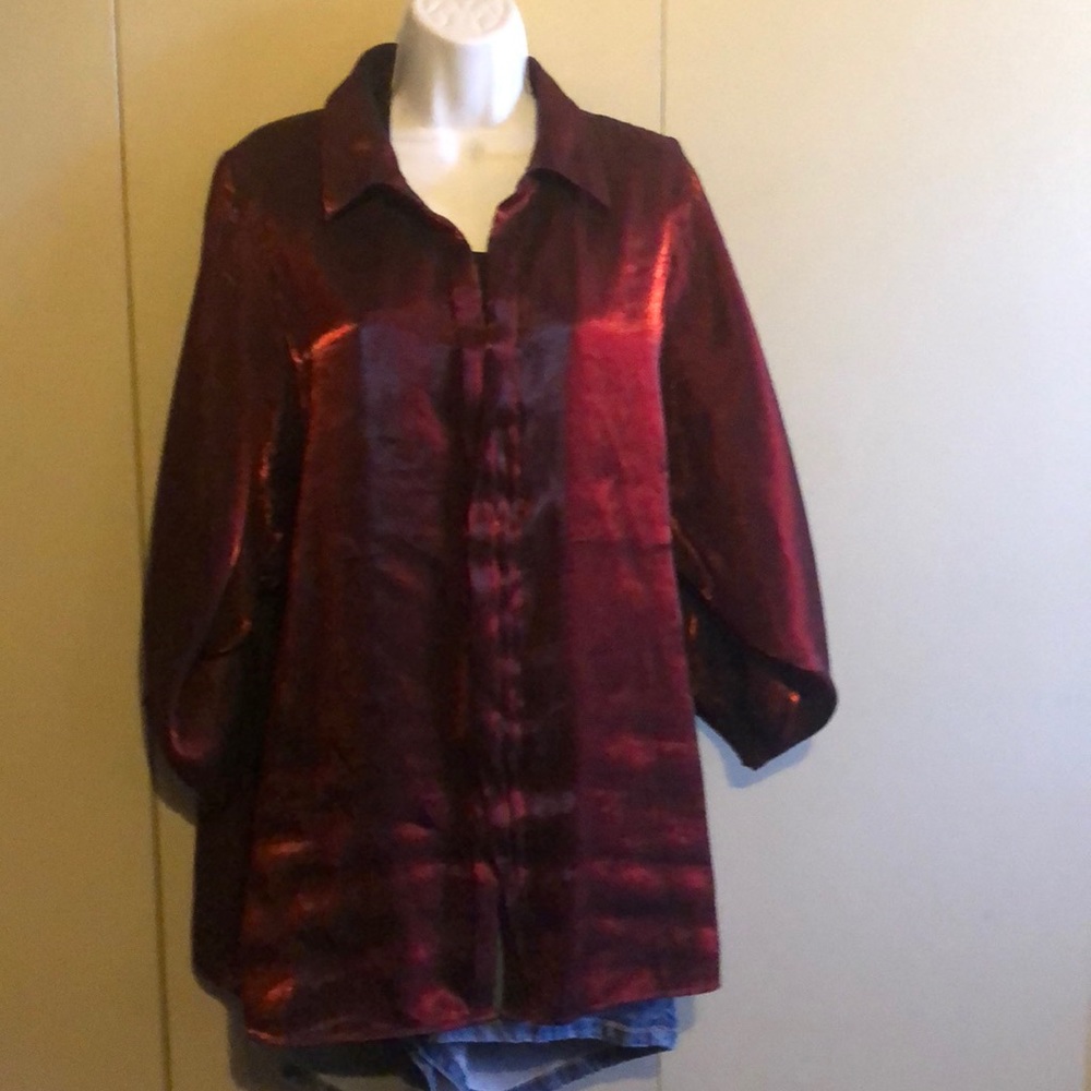 Red Iridescent Dress Shirt